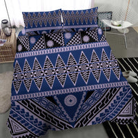 Vintage Bula Fiji Bedding Set Prussian Blue Tapa Masi Motif LT9 - Polynesian Pride
