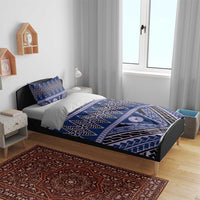 Vintage Bula Fiji Bedding Set Prussian Blue Tapa Masi Motif LT9 - Polynesian Pride
