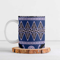 Vintage Bula Fiji Ceramic Mug Prussian Blue Tapa Masi Motif LT9 Blue - Polynesian Pride
