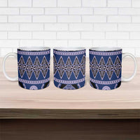 Vintage Bula Fiji Ceramic Mug Prussian Blue Tapa Masi Motif LT9 - Polynesian Pride