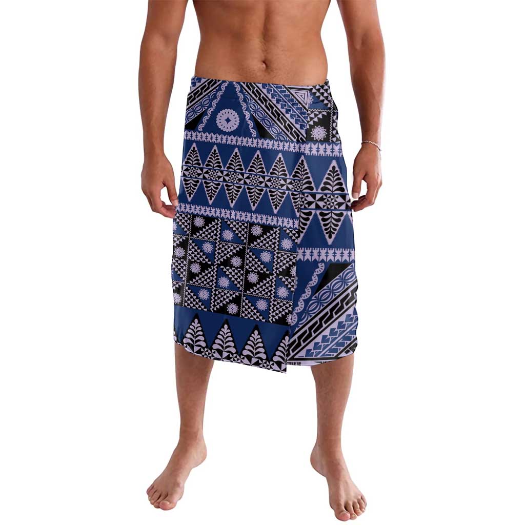 Vintage Bula Fiji Lavalava Prussian Blue Tapa Masi Motif LT9 Blue - Polynesian Pride