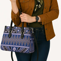 Vintage Bula Fiji Leather Bag Prussian Blue Tapa Masi Motif LT9 - Polynesian Pride