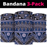 Vintage Bula Fiji Neck Gaiter Prussian Blue Tapa Masi Motif LT9 package One Size: 25*50cm Blue - Polynesian Pride