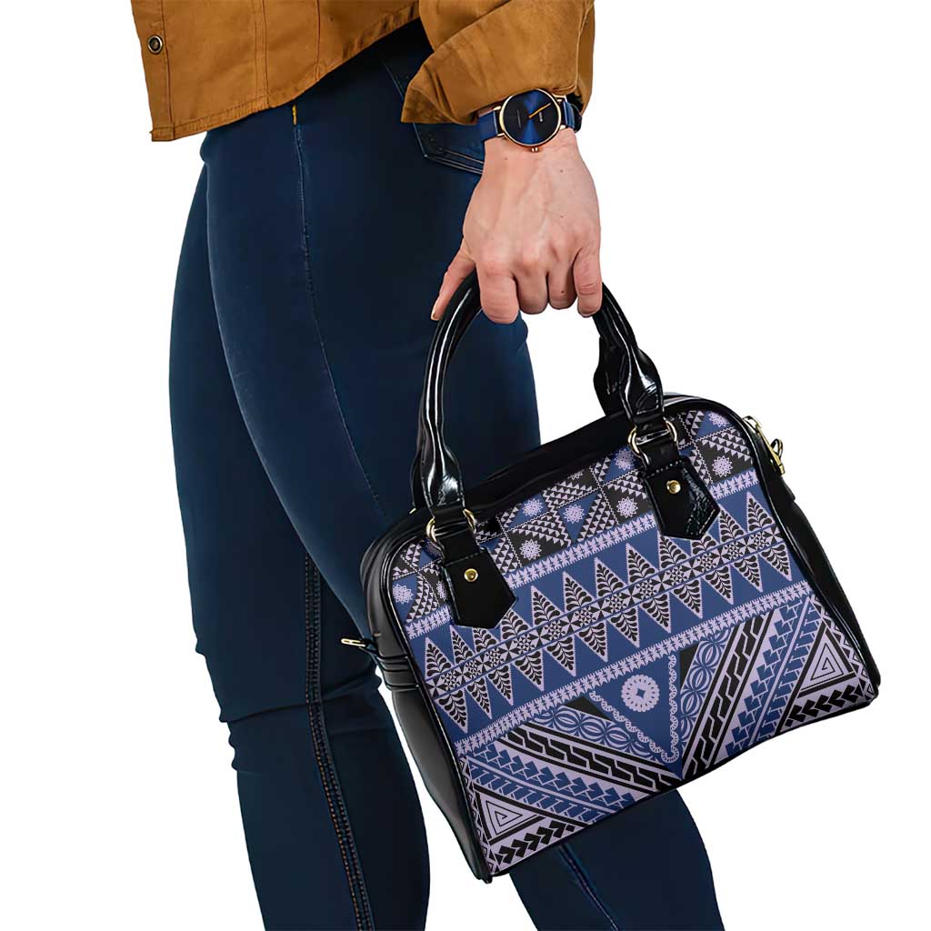 Vintage Bula Fiji Shoulder Handbag Prussian Blue Tapa Masi Motif LT9 - Polynesian Pride