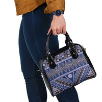 Vintage Bula Fiji Shoulder Handbag Prussian Blue Tapa Masi Motif LT9 - Polynesian Pride
