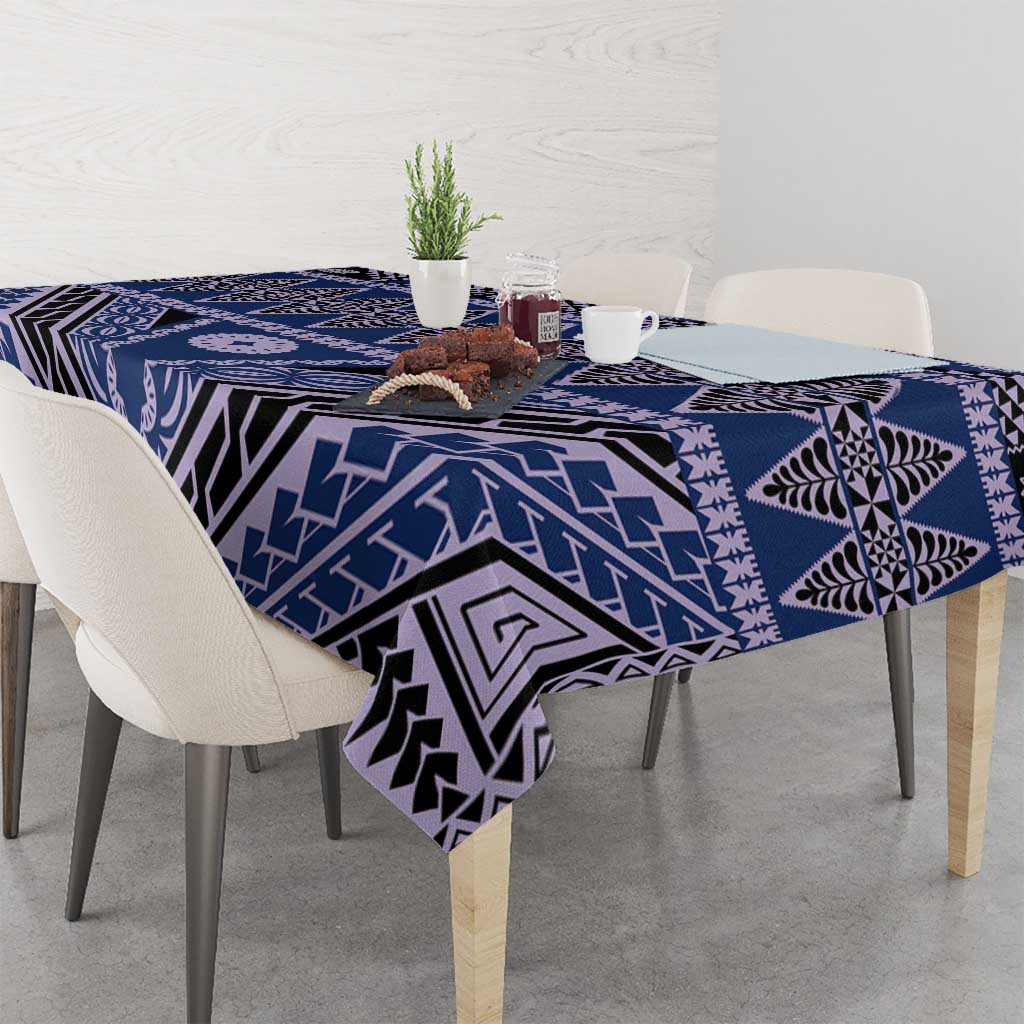 Vintage Bula Fiji Tablecloth Prussian Blue Tapa Masi Motif LT9 - Polynesian Pride