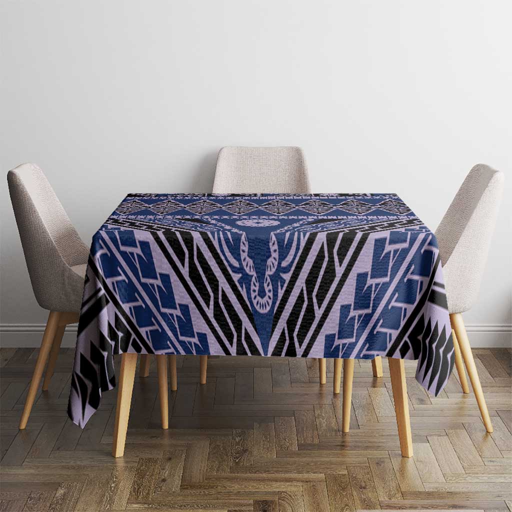 Vintage Bula Fiji Tablecloth Prussian Blue Tapa Masi Motif LT9 - Polynesian Pride