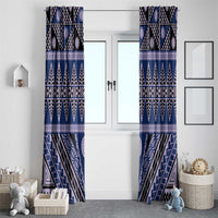 Vintage Bula Fiji Window Curtain Prussian Blue Tapa Masi Motif LT9 - Polynesian Pride