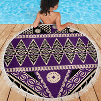 Vintage Bula Fiji Beach Blanket Purple Tapa Masi Motif LT9 - Polynesian Pride