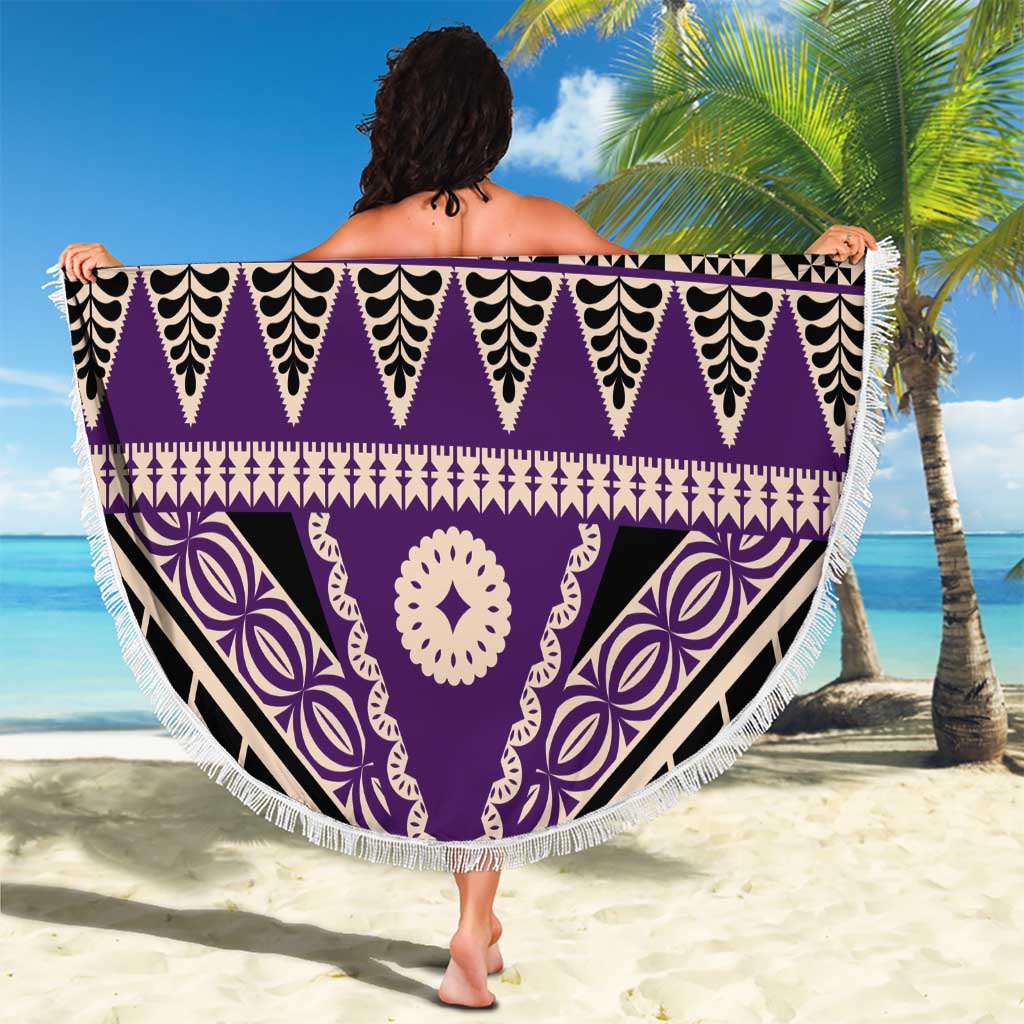 Vintage Bula Fiji Beach Blanket Purple Tapa Masi Motif LT9 - Polynesian Pride