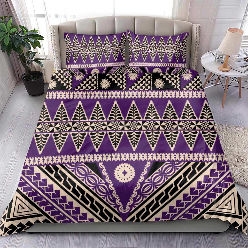 Vintage Bula Fiji Bedding Set Purple Tapa Masi Motif LT9 - Polynesian Pride