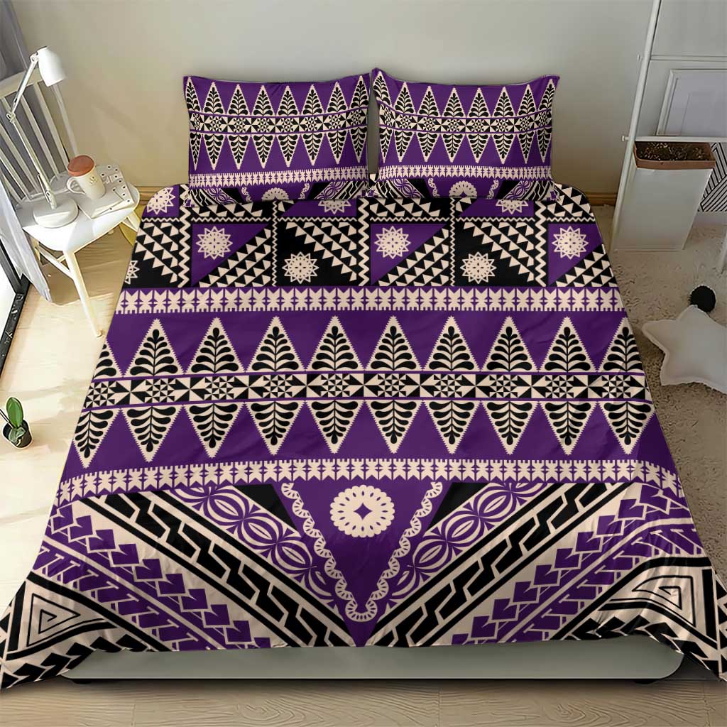 Vintage Bula Fiji Bedding Set Purple Tapa Masi Motif LT9 - Polynesian Pride