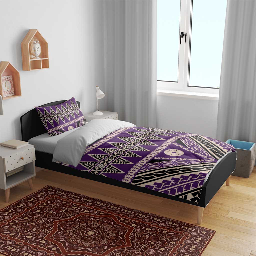 Vintage Bula Fiji Bedding Set Purple Tapa Masi Motif LT9 - Polynesian Pride