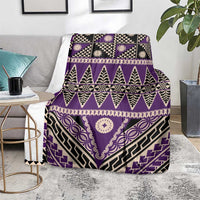 Vintage Bula Fiji Blanket Purple Tapa Masi Motif LT9 - Polynesian Pride