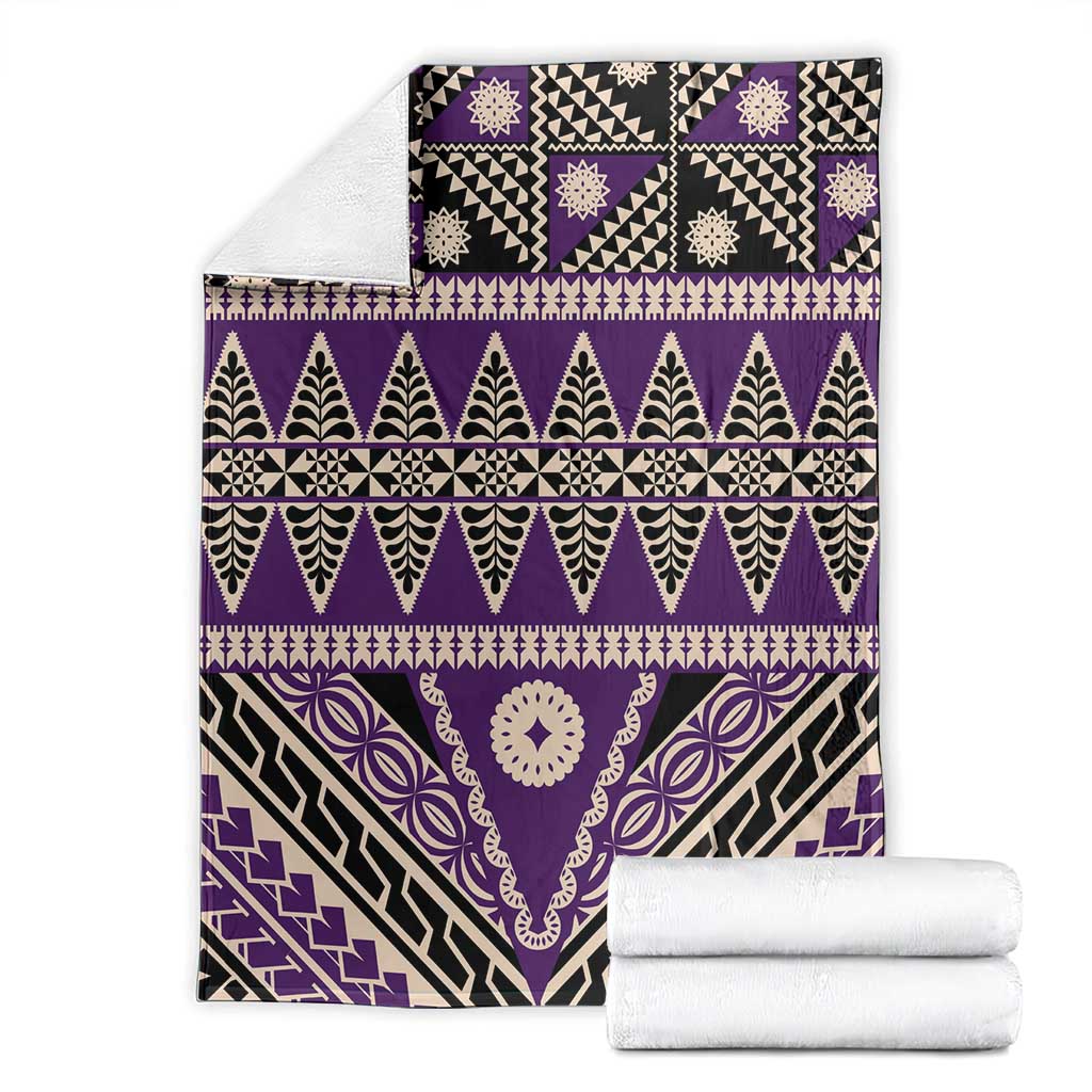 Vintage Bula Fiji Blanket Purple Tapa Masi Motif LT9 - Polynesian Pride