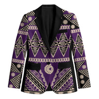 Vintage Bula Fiji Blazer Purple Tapa Masi Motif LT9 Unisex Purple - Polynesian Pride