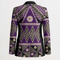 Vintage Bula Fiji Blazer Purple Tapa Masi Motif LT9 - Polynesian Pride