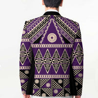 Vintage Bula Fiji Blazer Purple Tapa Masi Motif LT9 - Polynesian Pride