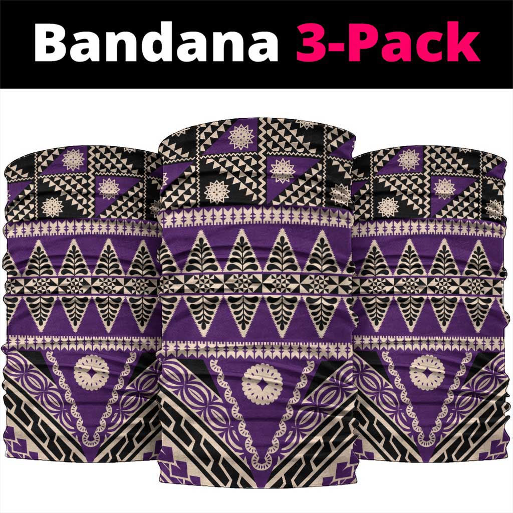 Vintage Bula Fiji Neck Gaiter Purple Tapa Masi Motif LT9 package One Size: 25*50cm Purple - Polynesian Pride