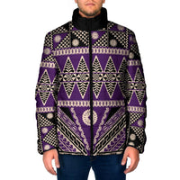 Vintage Bula Fiji Padded Jacket Purple Tapa Masi Motif LT9 Men Purple - Polynesian Pride