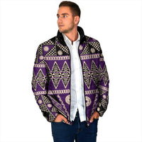Vintage Bula Fiji Padded Jacket Purple Tapa Masi Motif LT9 - Polynesian Pride