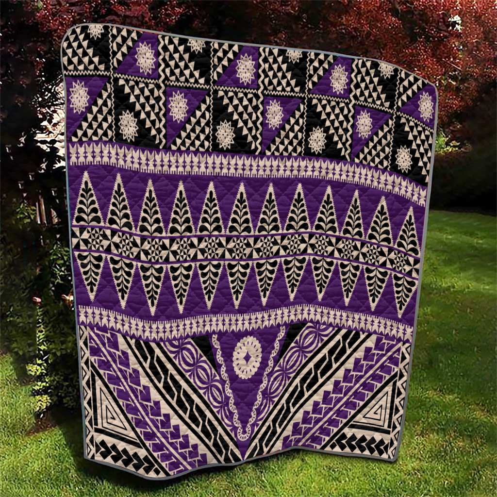 Vintage Bula Fiji Quilt Purple Tapa Masi Motif LT9 - Polynesian Pride