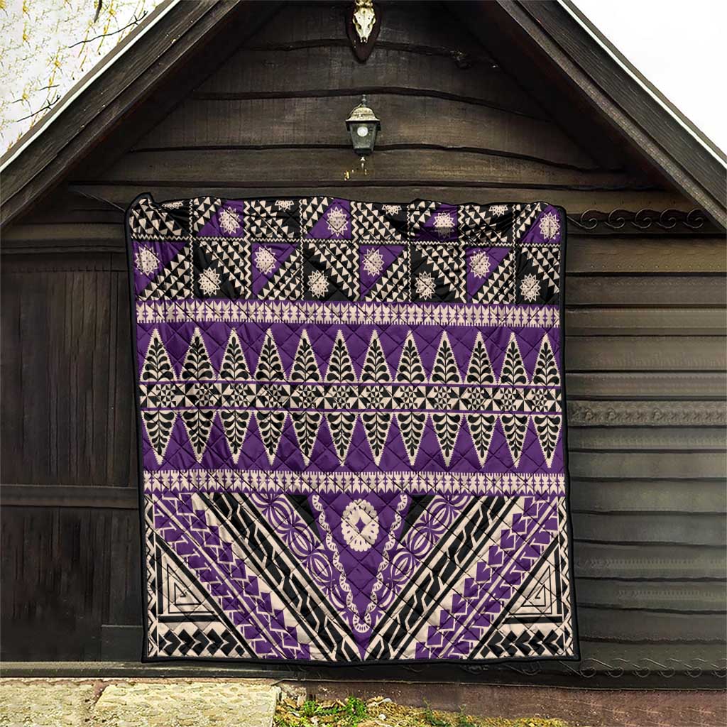 Vintage Bula Fiji Quilt Purple Tapa Masi Motif LT9 - Polynesian Pride