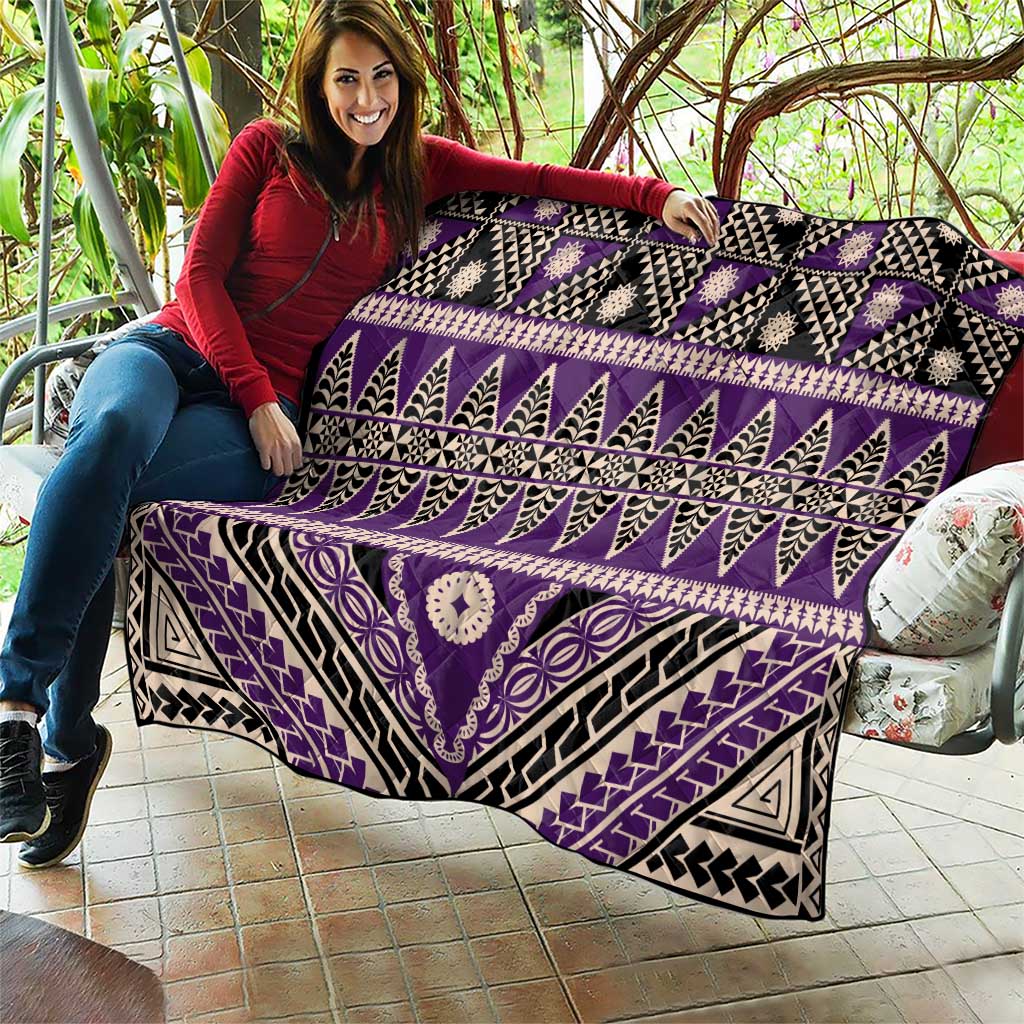 Vintage Bula Fiji Quilt Purple Tapa Masi Motif LT9 - Polynesian Pride