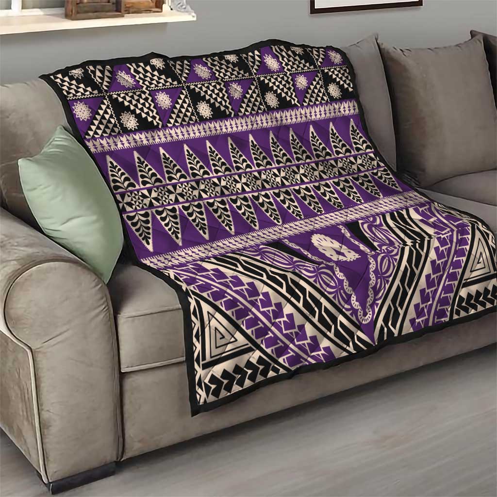 Vintage Bula Fiji Quilt Purple Tapa Masi Motif LT9 - Polynesian Pride