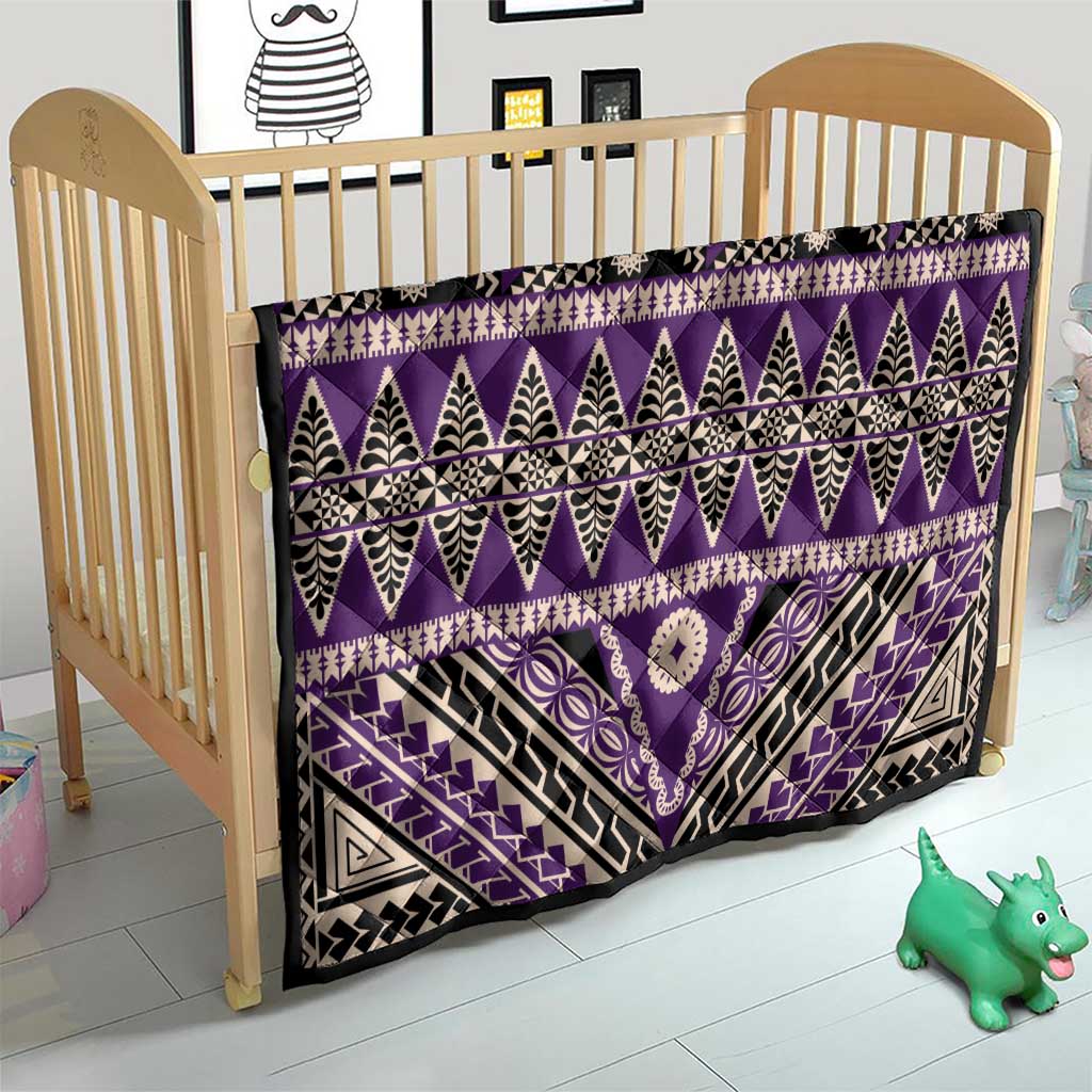 Vintage Bula Fiji Quilt Purple Tapa Masi Motif LT9 - Polynesian Pride