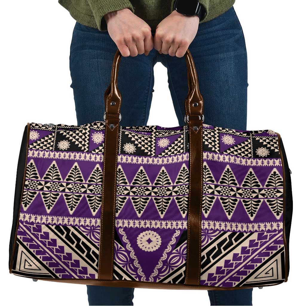 Vintage Bula Fiji Travel Bag Purple Tapa Masi Motif LT9 Purple - Polynesian Pride