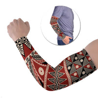 Vintage Bula Fiji Arm Sleeves Red Tapa Masi Motif LT9 Set of 2 Red - Polynesian Pride