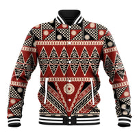Vintage Bula Fiji Baseball Jacket Red Tapa Masi Motif LT9 Unisex Red - Polynesian Pride