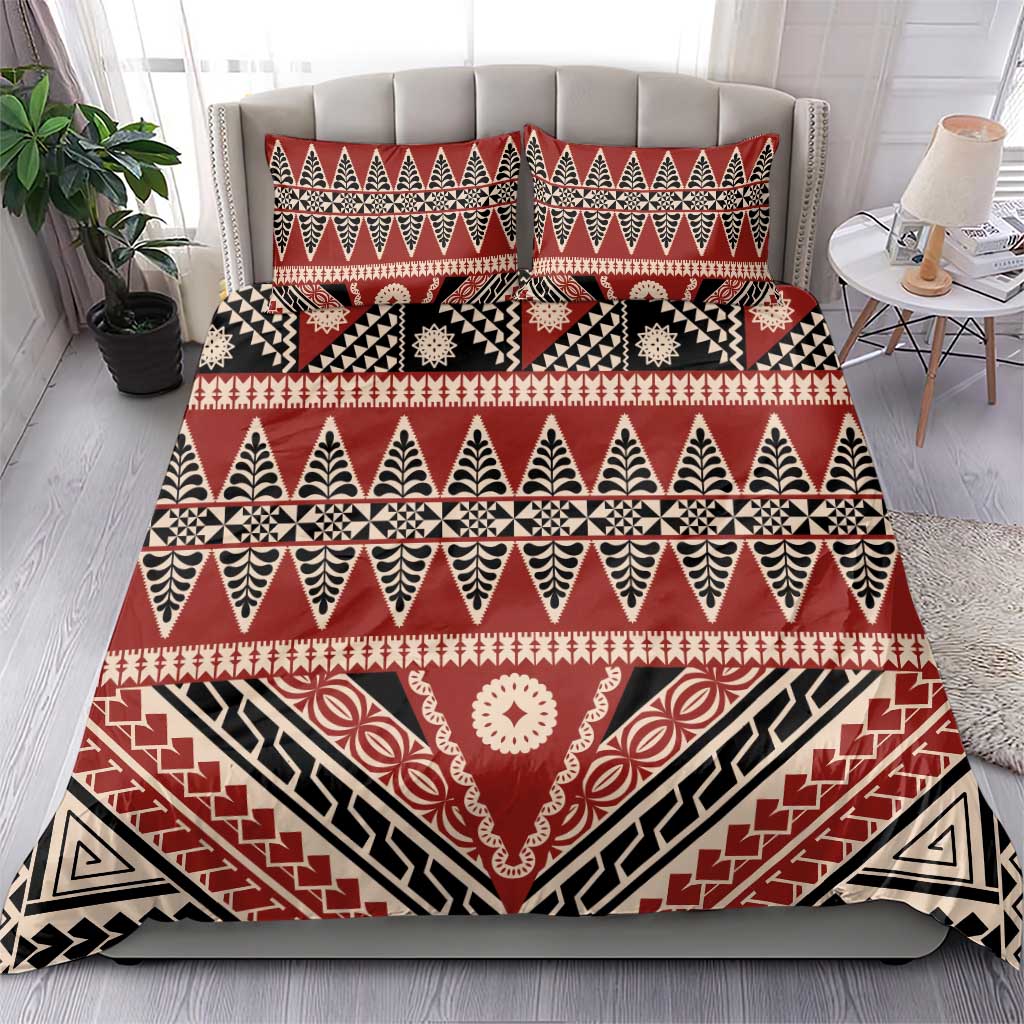 Vintage Bula Fiji Bedding Set Red Tapa Masi Motif LT9 - Polynesian Pride