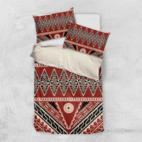 Vintage Bula Fiji Bedding Set Red Tapa Masi Motif LT9 US Twin 172cm x 218cm Red - Polynesian Pride