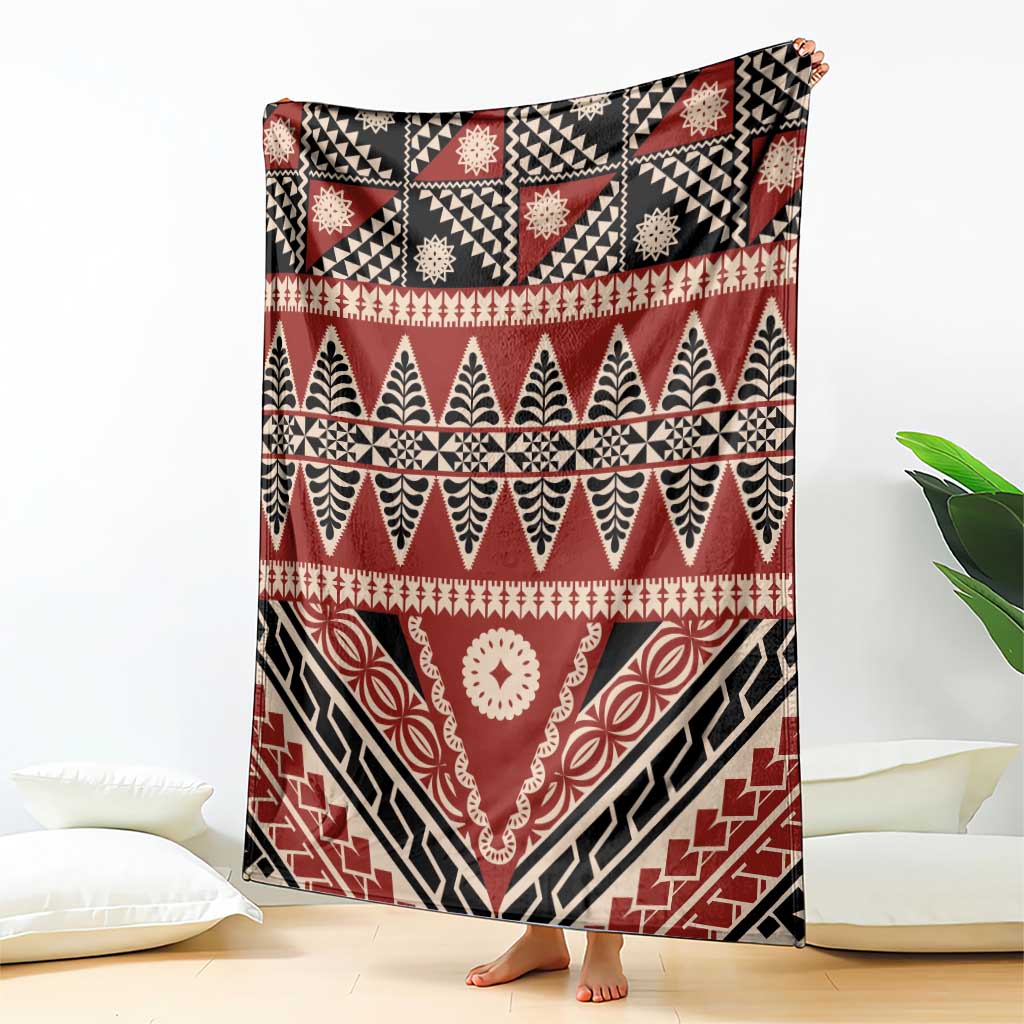 Vintage Bula Fiji Blanket Red Tapa Masi Motif LT9 - Polynesian Pride