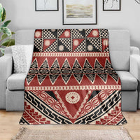 Vintage Bula Fiji Blanket Red Tapa Masi Motif LT9 - Polynesian Pride