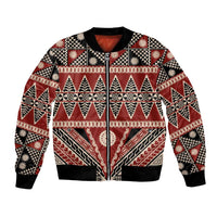 Vintage Bula Fiji Bomber Jacket Red Tapa Masi Motif LT9 Unisex Red - Polynesian Pride