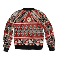 Vintage Bula Fiji Bomber Jacket Red Tapa Masi Motif LT9 - Polynesian Pride