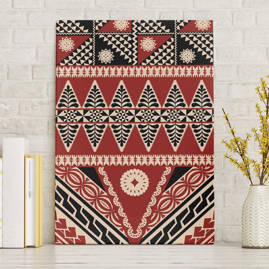 Vintage Bula Fiji Canvas Wall Art Red Tapa Masi Motif LT9 Without Frame Red - Polynesian Pride