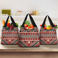 Vintage Bula Fiji Grocery Bag Red Tapa Masi Motif LT9 3-pack One Size Red - Polynesian Pride