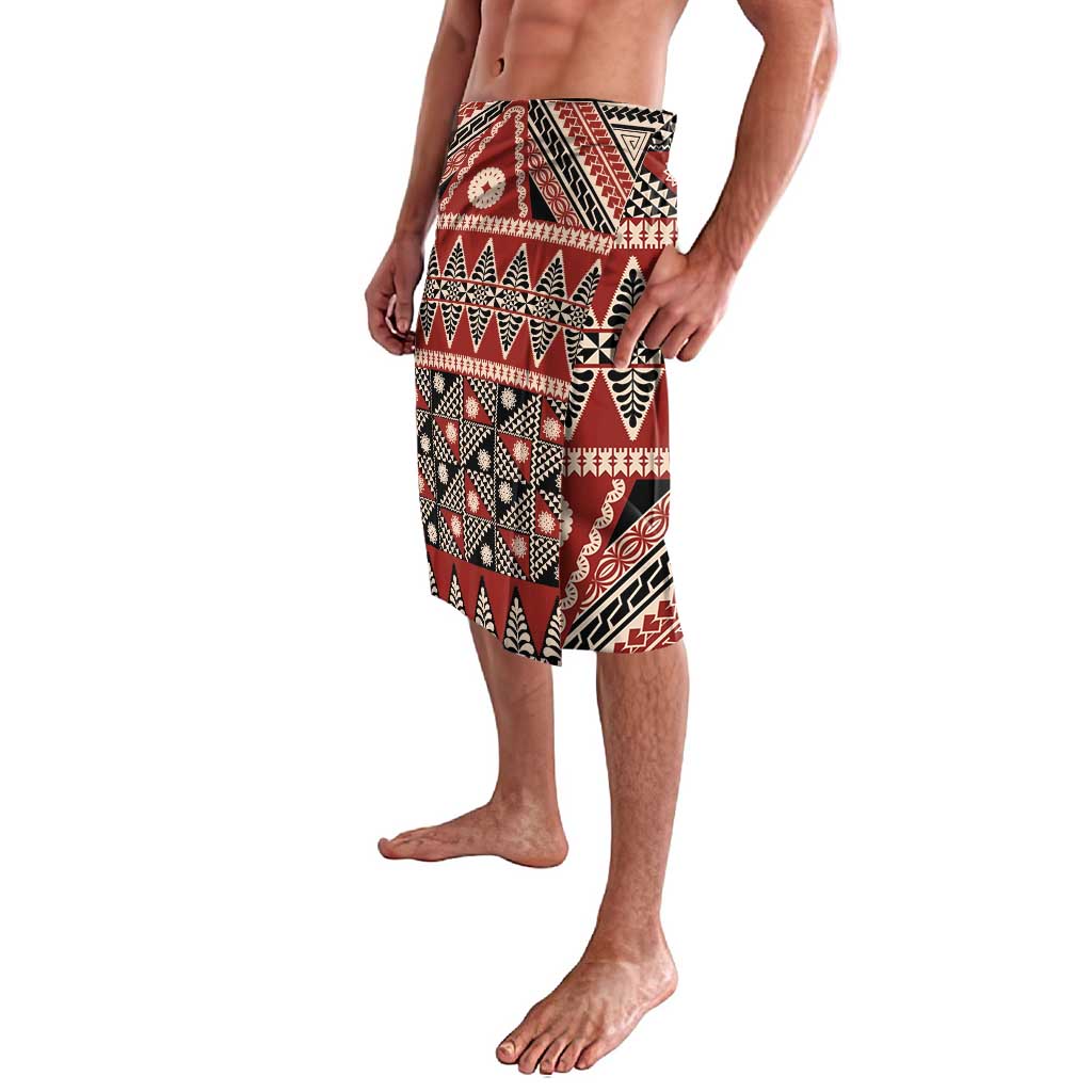 Vintage Bula Fiji Lavalava Red Tapa Masi Motif LT9 - Polynesian Pride
