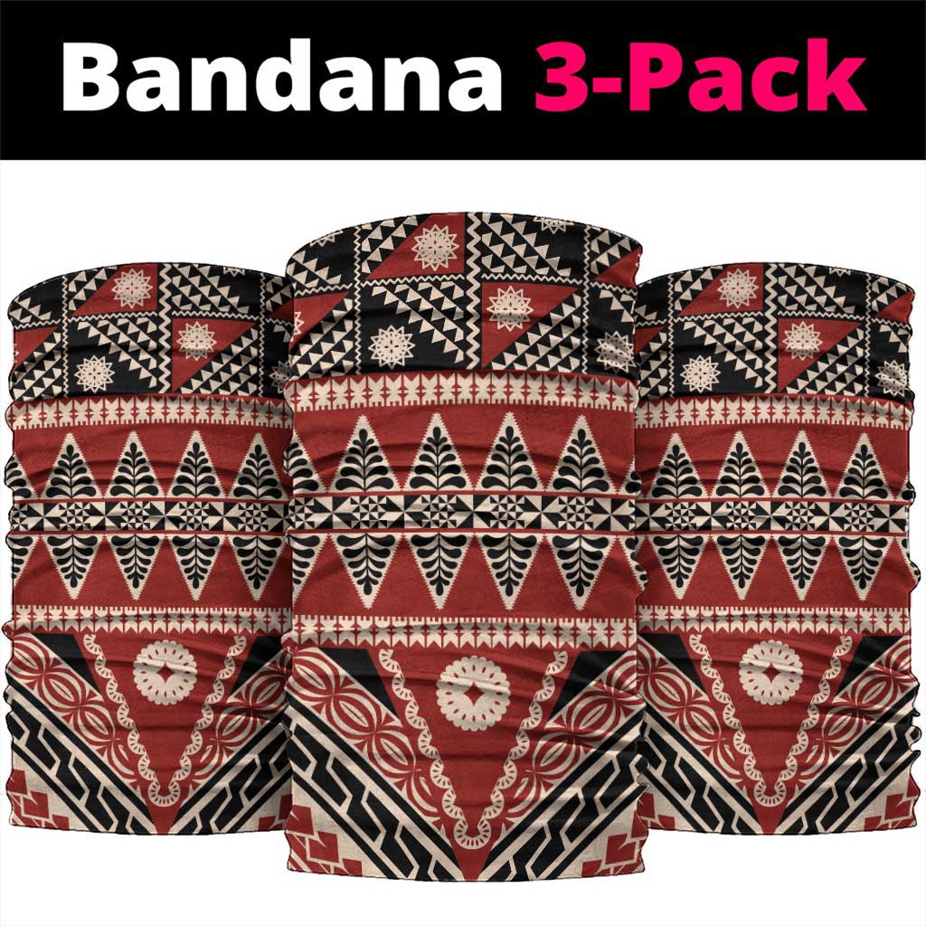 Vintage Bula Fiji Neck Gaiter Red Tapa Masi Motif LT9 package One Size: 25*50cm Red - Polynesian Pride