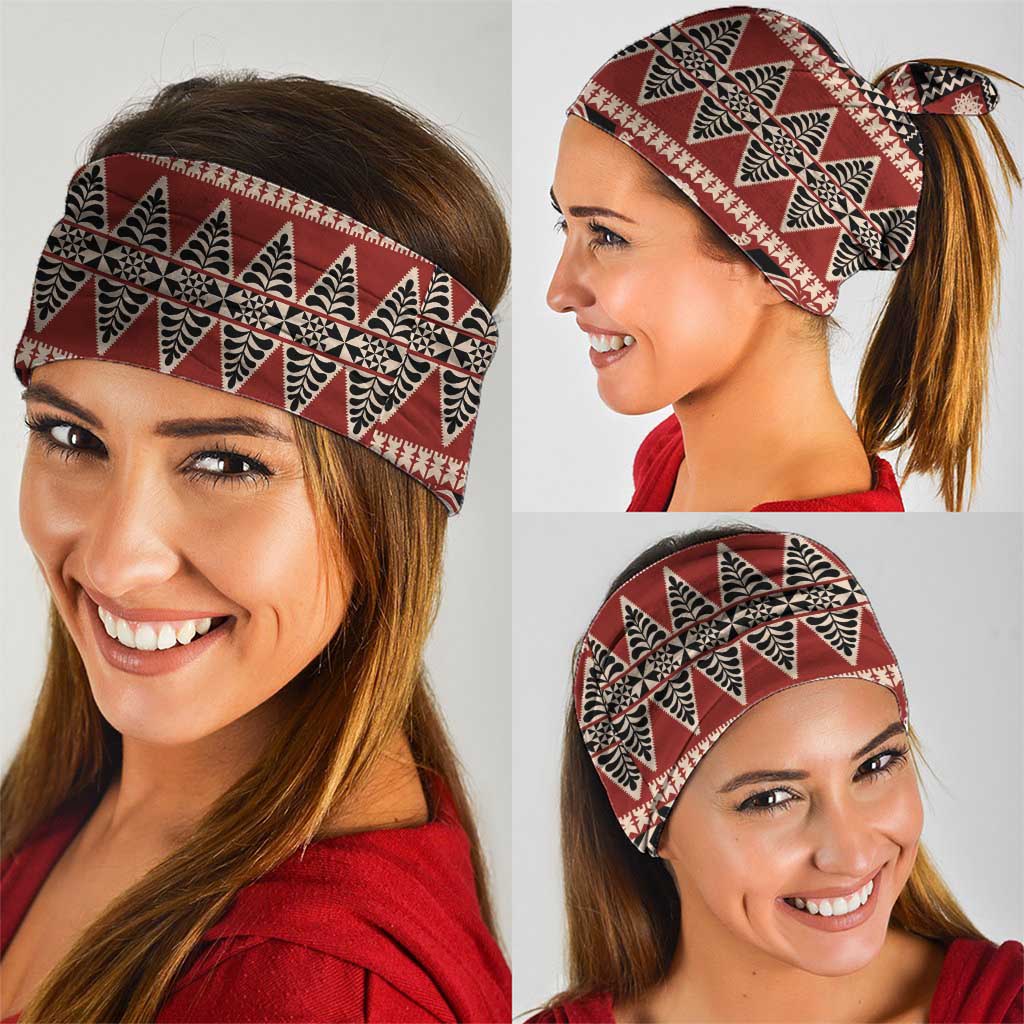 Vintage Bula Fiji Neck Gaiter Red Tapa Masi Motif LT9 - Polynesian Pride