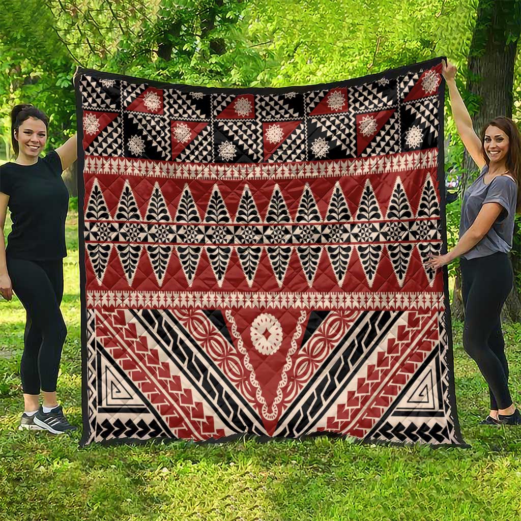 Vintage Bula Fiji Quilt Red Tapa Masi Motif LT9 - Polynesian Pride