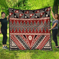 Vintage Bula Fiji Quilt Red Tapa Masi Motif LT9 - Polynesian Pride