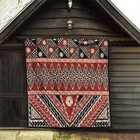 Vintage Bula Fiji Quilt Red Tapa Masi Motif LT9 - Polynesian Pride