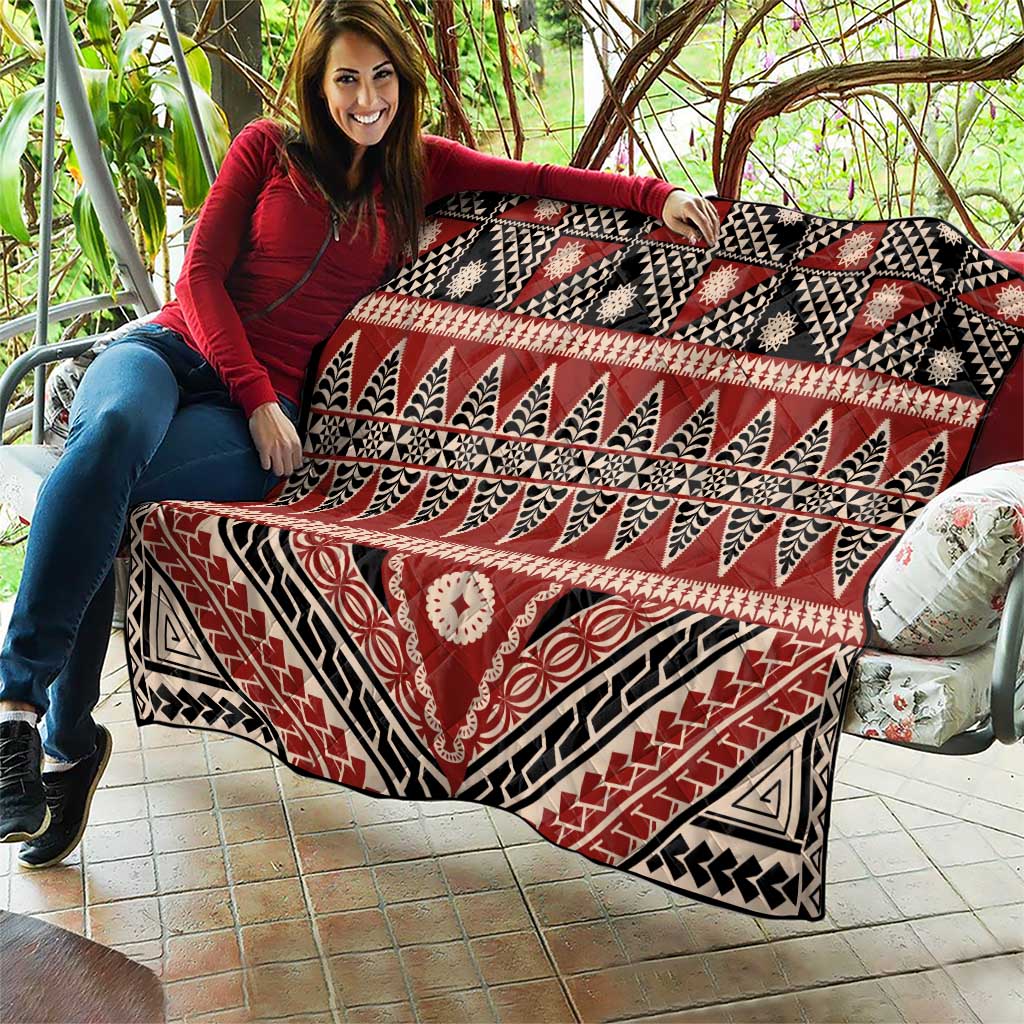 Vintage Bula Fiji Quilt Red Tapa Masi Motif LT9 - Polynesian Pride