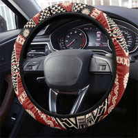 Vintage Bula Fiji Steering Wheel Cover Red Tapa Masi Motif LT9 - Polynesian Pride