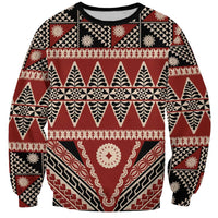 Vintage Bula Fiji Sweatshirt Red Tapa Masi Motif LT9 Unisex Red - Polynesian Pride